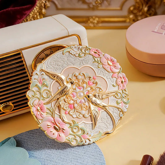 Vintage Chinese Flower Makeup Mirror